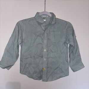 Janie and Jack Boys Light Blue 100% Linen Button Down Shirt Size 5